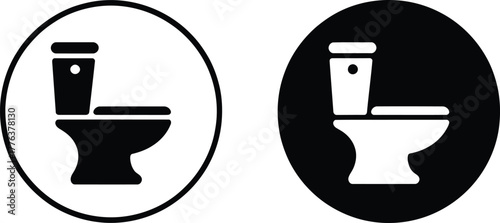 Simple black and white toilet icons for bathroom signage and design