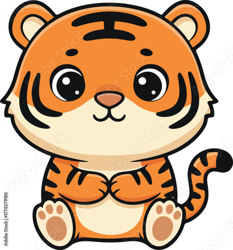 Adorable Sitting Tiger Cub