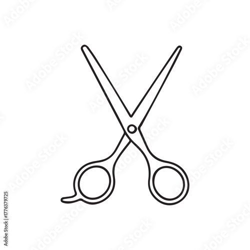 A black and white drawing of a pair of scissors