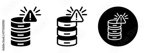 Database Warning Icon Collection Glyph & Mixed Style