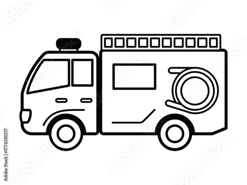 消防車(ポンプ車)_モノクロ