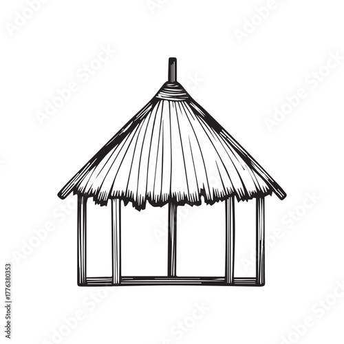  thatched gazebo icon vector with open sides Illustration of a simple