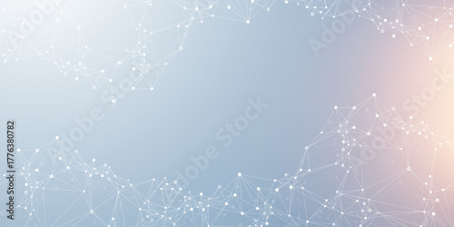 Global network connection banner design template. Header social network communication in the global business concept. Big data visualization. Internet technology