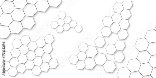Abstract honeycomb background in white color. seamless bright white abstract leikhq hexagon background.	