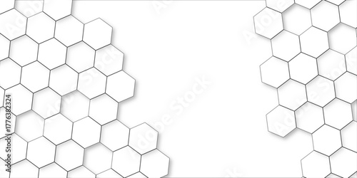 Abstract honeycomb background in white color. seamless bright white abstract leikhq hexagon background.	