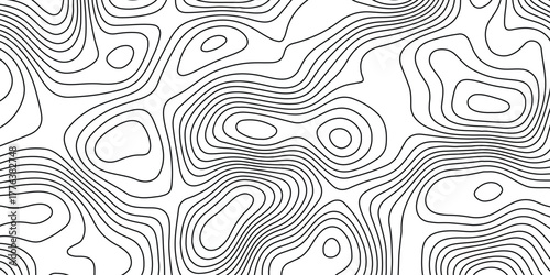 Abstract topographic contours map background. modern design with white background and black wave lines. Topo contour map design