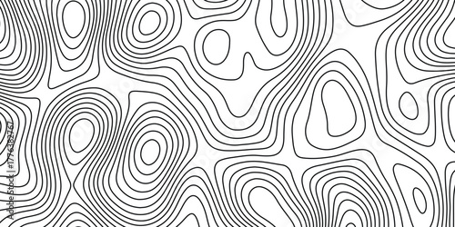 Abstract topographic contours map background. modern design with white background and black wave lines. Topo contour map design