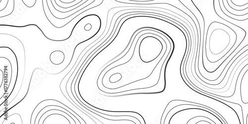 Abstract topographic contours map background. modern design with white background and black wave lines. Topo contour map design