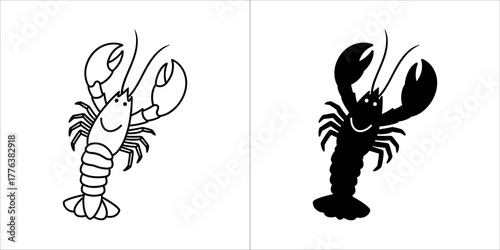 Lobster outline and silhouette