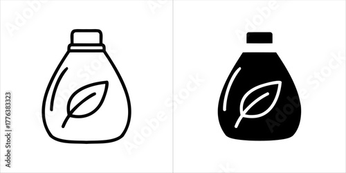 Ecofriendly cleaning product bottle with leaf symbol