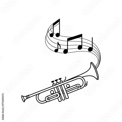 trumpet with swirling notes