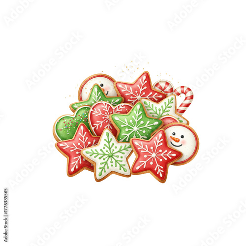 Christmas Candy Cane with Red Bow PNG
