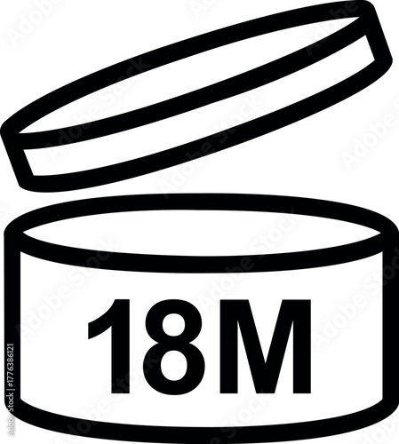 PAO symbol vector illustration period after opening glyph icon for cosmetic product packaging isolated on white background