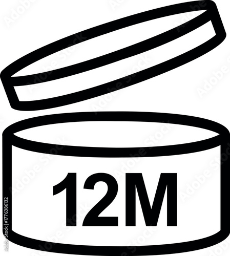 PAO symbol vector illustration period after opening glyph for cosmetic product packaging isolated on white background