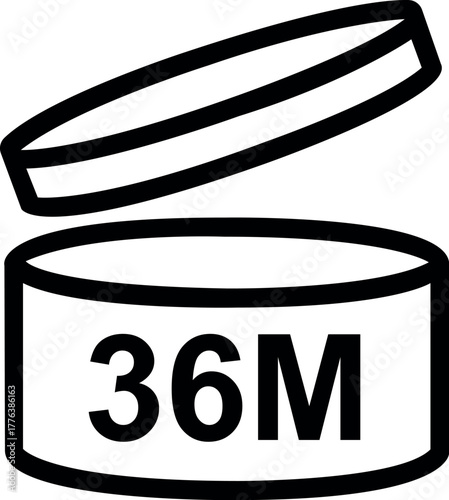 PAO symbol vector icon period after opening glyph minimalist design element for cosmetic product packaging