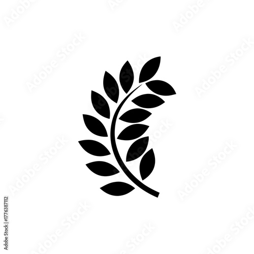 Illustration of a simple black laurel wreath design on transparent background silhouette