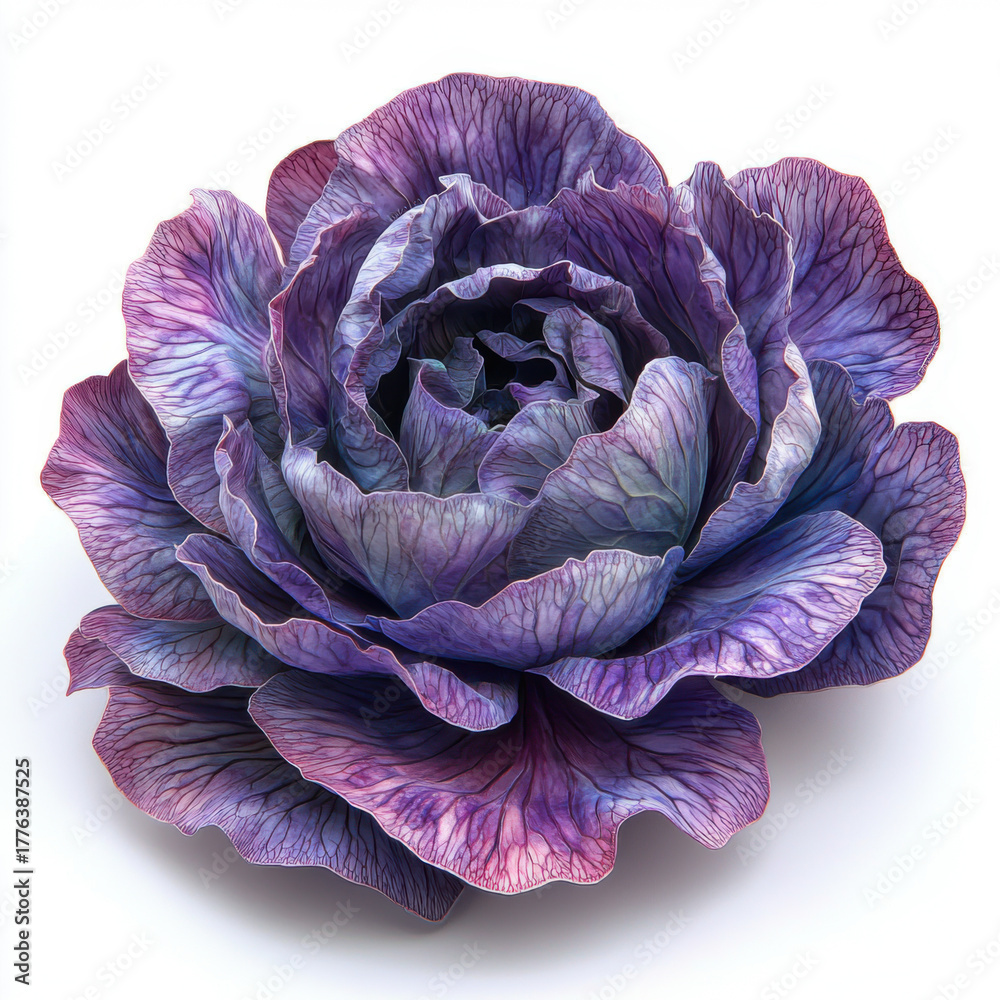 Obraz premium Fresh red cabbage with cut in half isolated on white background