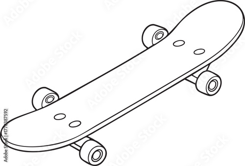 Skateboard outline illustration representing sports creativity and outdoor activity design