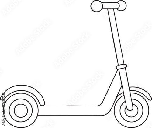 Scooter line art illustration representing outdoor adventure and transportation fun