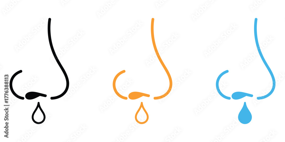 Fototapeta premium Runny nose icon vector. allergies, colds symptoms symbol. vector illustration.