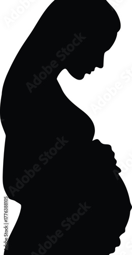 Pregnant woman silhouette gentle embrace future motherhood hope vector