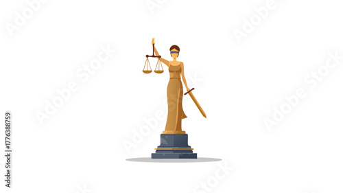 Lady Justice Holding Scales and Sword Vector Illustration