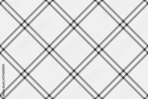 Track fabric textile texture, twill tartan check vector. Decorating pattern plaid background seamless in white and grey colors.