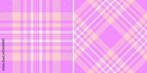 Tartan background texture of seamless check plaid with a fabric textile pattern vector. Set in light colors. Creative uses of ornamental silk tape.