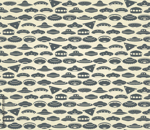 Seamless background with alien flying machines.
