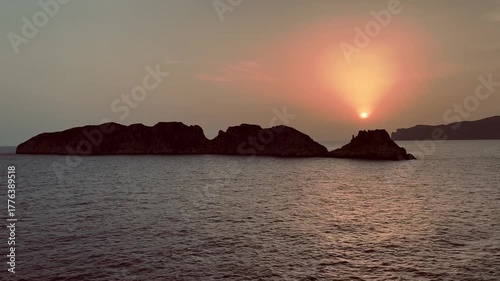 Romantic sunset at the Malgrats Islands, Santa Ponsa, Calvia, Mallorca