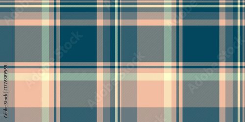 Style pattern texture seamless, french vector textile fabric. Garment tartan check plaid background in cyan and orange colors.