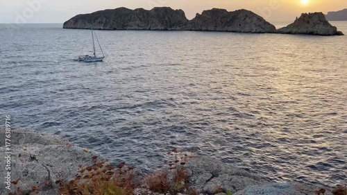 Romantic sunset at the Malgrats Islands, Santa Ponsa, Calvia, Mallorca