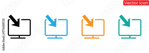 Dynamic download icon design with multiple color options. Ideal for website buttons, app interfaces, and digital projects that require a modern, clean look. Perfect for conveying information.