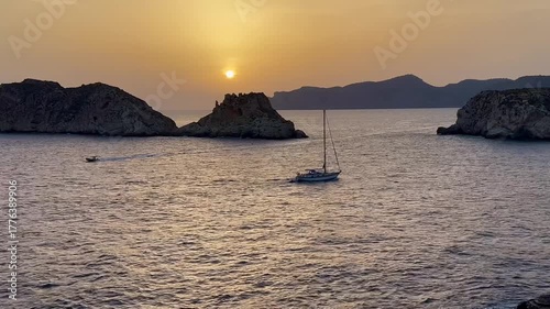Romantic sunset at the Malgrats Islands, Santa Ponsa, Calvia, Mallorca