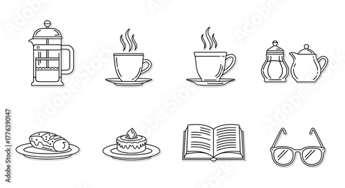 coffee and reading cup of hot coffee with desserts and book for a relaxing break good for lifestyle blogs and coffee shop promotion materials
