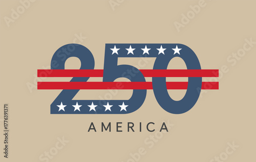 America 250 Anniversary Logo Vector. Perfect for commemorative graphics, national celebration materials, branding, and patriotic designs.