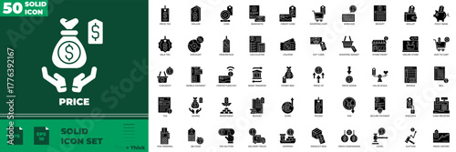 Price Solid Editable Icons set. Vector illustration in modern thin solid style of price icons: value, cost, discount, invoice, etc