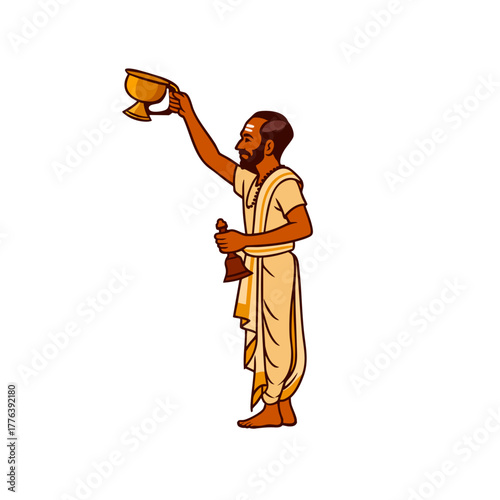 Hindu Priest Performing Aarti Ritual | Indian Culture and Religious Ceremony