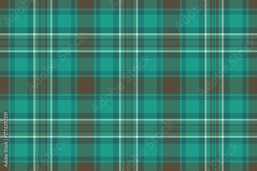 Holiday tartan plaid vector, herringbone pattern check seamless. Tough fabric texture textile background in teal and matte teal colors.