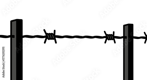 Barbed Wire Fence Illustration