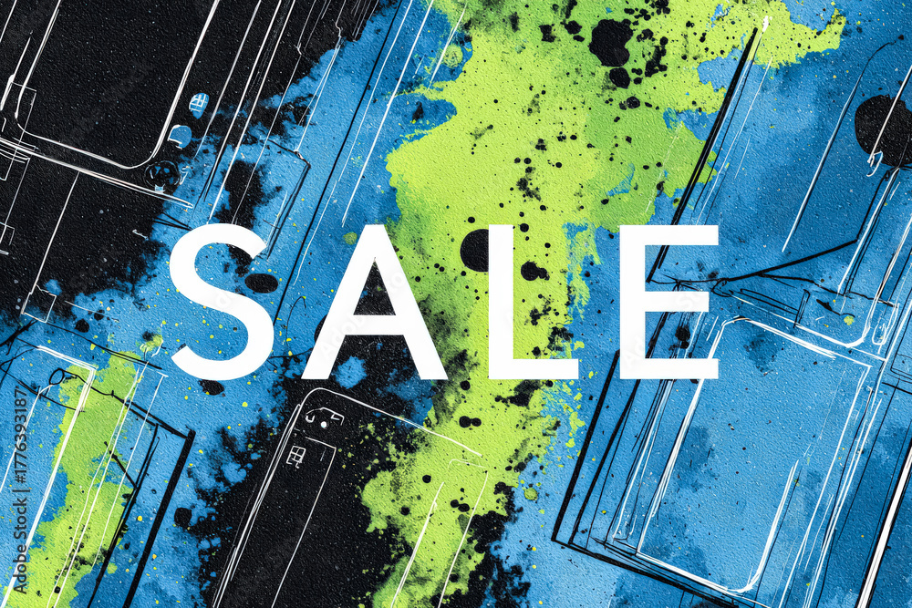 Obraz premium Colorful abstract background with bold SALE text for Black Friday promotional concepts