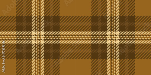 Rug pattern background tartan, flow vector textile texture. Rag plaid check fabric seamless in orange and amber colors.