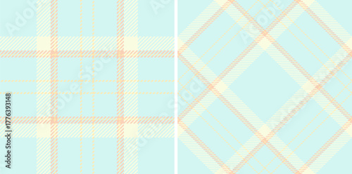 Plaid background fabric of seamless tartan vector with a check pattern textile texture. Set in summer colors. Colorful fashion choices for a vibrant look.
