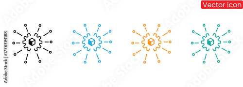 Modern blockchain network icons in various colors illustrate connectivity and technological innovation. Perfect for digital designs and innovative concepts.