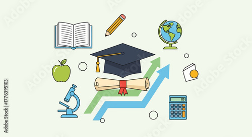 Illustration representing the investment in education and knowledge for future growth and academic achievement