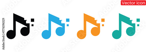 Captures the essence of music and sound with striking digital musical notes in vibrant colors, perfect for audio branding, creative projects, and modern media.