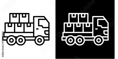 Freight Truck   Icon Set White Style Collection