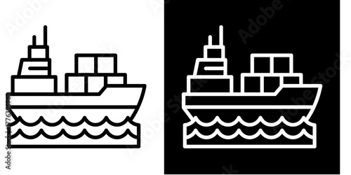 Cargo Ship   Icon Set White Style Collection