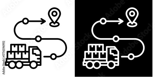 Distribution Route   Icon Set White Style Collection