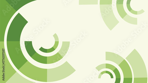 Clean abstract geometric vector background. Features minimal radial circle segments in solid color blocks and ample copy space. Ideal for corporate data, sustainable tech, or performance metrics.